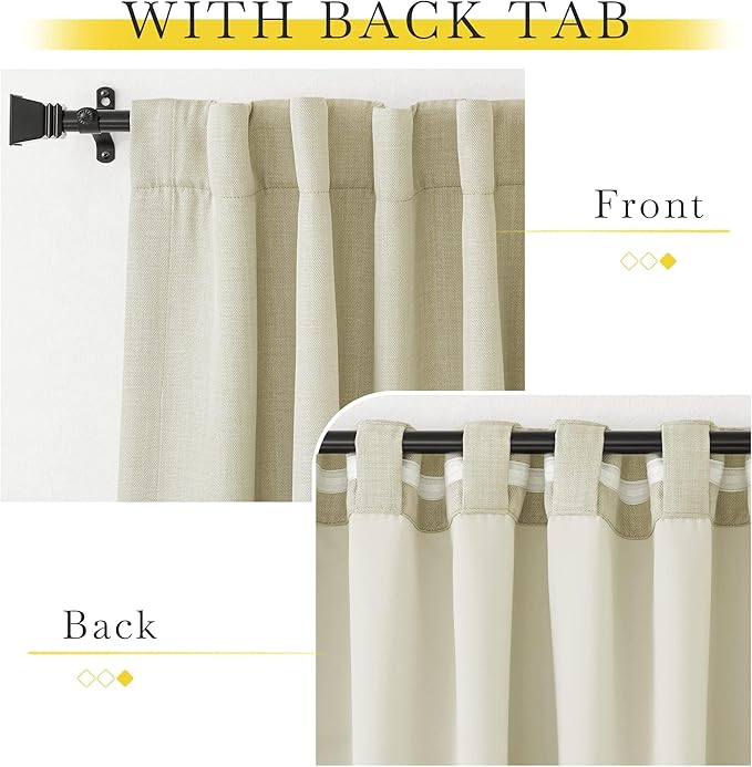 NICETOWN Room Darkening Living Room Curtains 96 inches Long, Pinch Pleated Curtains Faux Linen Blend Light Blocking Noise Canceling Drapes for Bedroom, Linen Beige, W52 x L96, 2 Panels