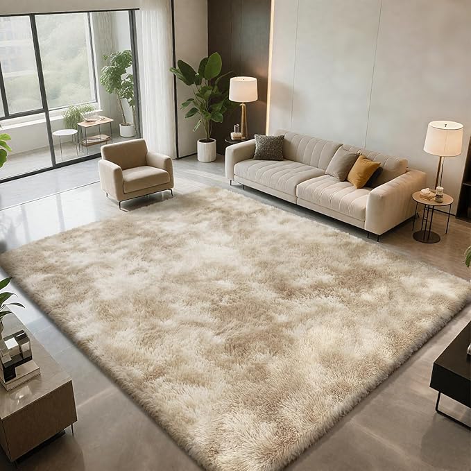 9X12 Large Area Rugs for Living Room Bedroom,Big Shag Rug for Bedroom Dorm,Soft Fluffy Indoor Carpet Nursery Rugs for Kids Girls Room Home Decor,Camel