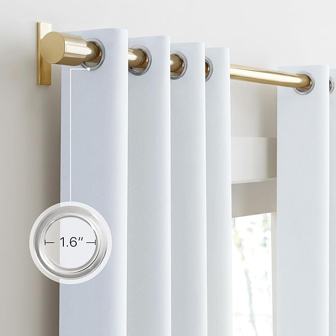 NICETOWN Farmhouse 100% Blackout Linen Curtains for Bedroom, Off White, 52" Wide, 2 Pieces, Privacy Vertical Window Drapes 84 inch Long for Office Laundry Windows