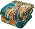 MSGKV Boho Throw Blanket for Couch 100% Cotton Embroidery Blanket 50"x60" Sofa Bed Chair Muslin Spring Breathable All Seasons Lightweight Farmhouse Blankets Home Decor