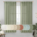 LAMIT Sage Green Linen Curtains 63 Inch for Bedroom, Light Filtering Neutral Semi Sheer Window Curtains Back Tab and Rod Pocket Christmas Panels, 2 Panels, 52 x 63 Inch