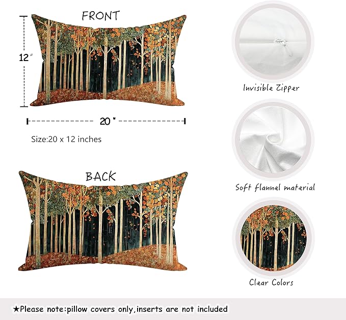Rustic William Morris Inspired Autumn Forest Decor Pillow Covers 18x18 Double-Sided, Fall Home Room Decor,Vintage Botanical Nature Decorative Throw Pillow Covers for Home Bedroom Living Room