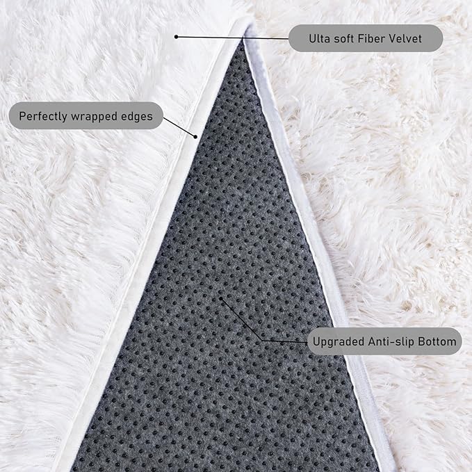 Rugs for Living Room 5x7, Soft Shaggy Modern Shag Area Rug for Bedroom, Upgrade Non-Slip Plush Fluffy Carpet for Kids Boys Girls Room Home Decor Aesthetic, Cream White