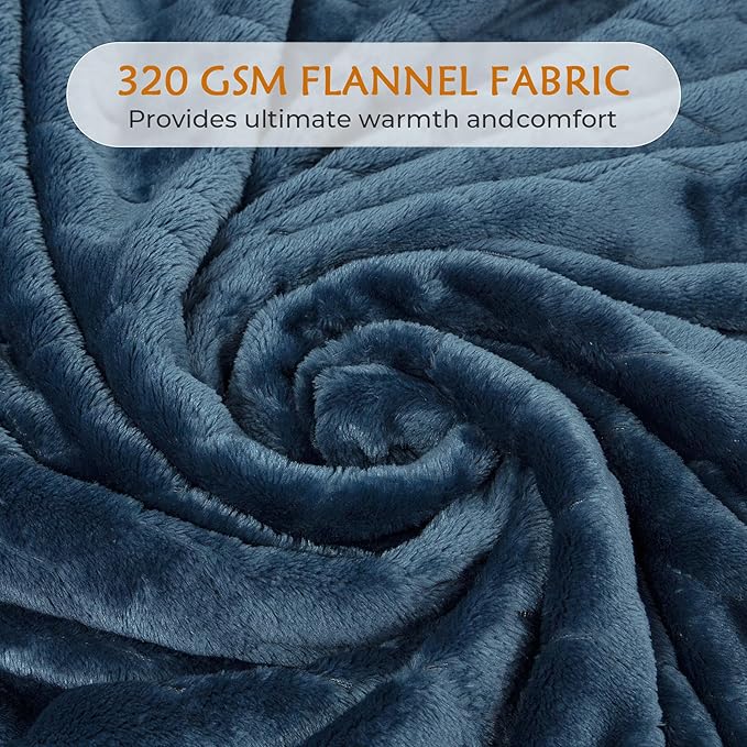 TOONOW Fleece Blanket Super Soft Plush Throw Blanket Twin Size 60" x 80", Cozy Fuzzy Bed Blankets Geometric Pattern Comfy Microfiber Flannel Blankets for Couch, Bed, Sofa, Navy Blue