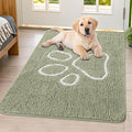 Smiry Dog Door Mat for Muddy Paws, Absorbent Dirt Trapper Non Slip Quick Dry Washable Chenille Mat for Mud Dogs, Entry Rug for Indoor and Outdoor (40x32 Inches, Sage Green and White)