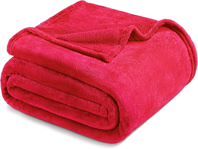 Exclusivo Mezcla Fleece Throw XL Blanket for Couch, Sofa, Super Soft and Warm Red Blankets, All Season, Cozy, Plush, Lightweight, 50x70 Inches