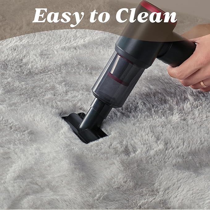ThreadGlobe Fluffy Faux Rabbit Fur Rug Runner 2'x6', Ultra Soft & Non-Slip Rugs for Bedroom, Living Room, Nursery, No Shedding Machine Washable Rug, Grey, 2x6 Ft