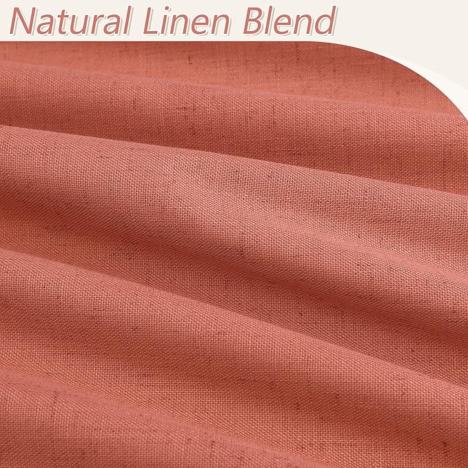 Guken 100% Blackout Curtains 90 Inch Length 2 Panels Set for Living Room Bedroom Back Tab Thermal Insulated Black Out Linen Drapes Room Darkening Coral,52x90