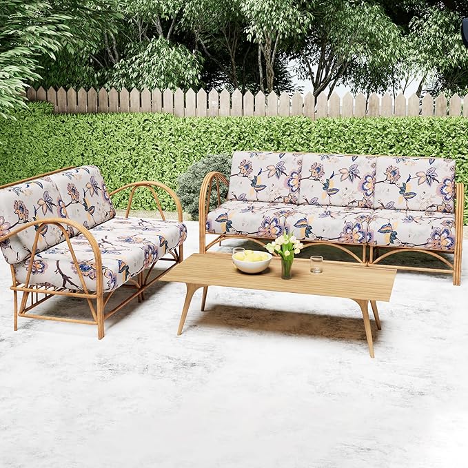 Smiry Printed Couch Cushion Covers, Stretch Soft Couch Covers for Sofa, Washable Non-Slip Sofa Slipcover Furniture Protector for Indoor and Outdoor (2 Pack, Beige)