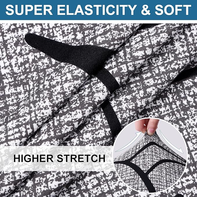 Smiry Printed Couch Cushion Covers, Stretch Soft Couch Covers for Sofa, Washable Non-Slip Sofa Slipcover Furniture Protector for Indoor and Outdoor (1 Pack, Grey and Black)