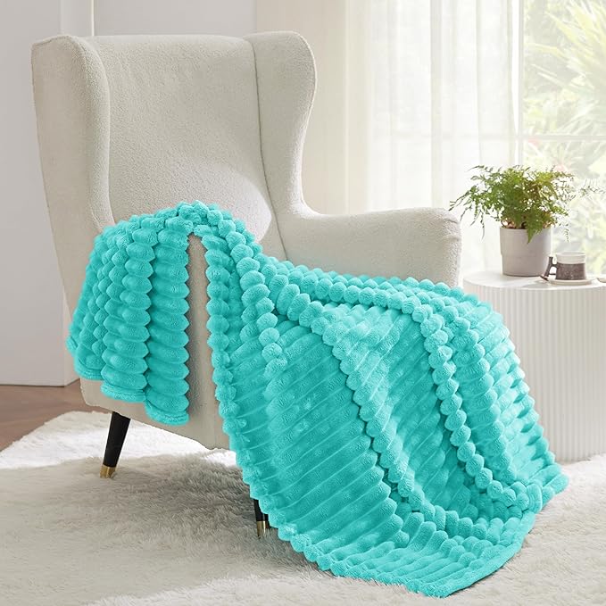 Bedsure GentleSoft Blue Throw Blanket for Couch - Cozy Soft Blankets for Women, Cute Small Fleece Throws for Girls, Birthday Gifts for Women Decor Gifts for Mom, Blue Fog, 50x70 Inches