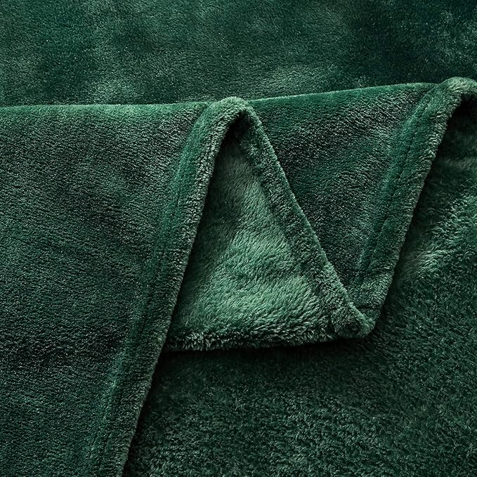 TASTHROW Large Flannel Fleece Throw Blanket, 50×70 Inch - Cozy Lightweight Thick Blanket - All Seasons Suitable for Women, Men and Kids (Two Pack, DarkGreen)