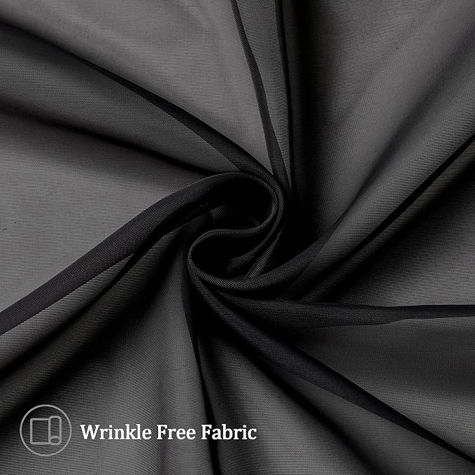 Aiyufeng Black Sheer Curtains 63 Inches Long Light Weight Soft Semi Voile Drapes, Window Curtain Sheers Elegant Rod Pocket Top for Bedroom Living Room, Each is 40W x 63L