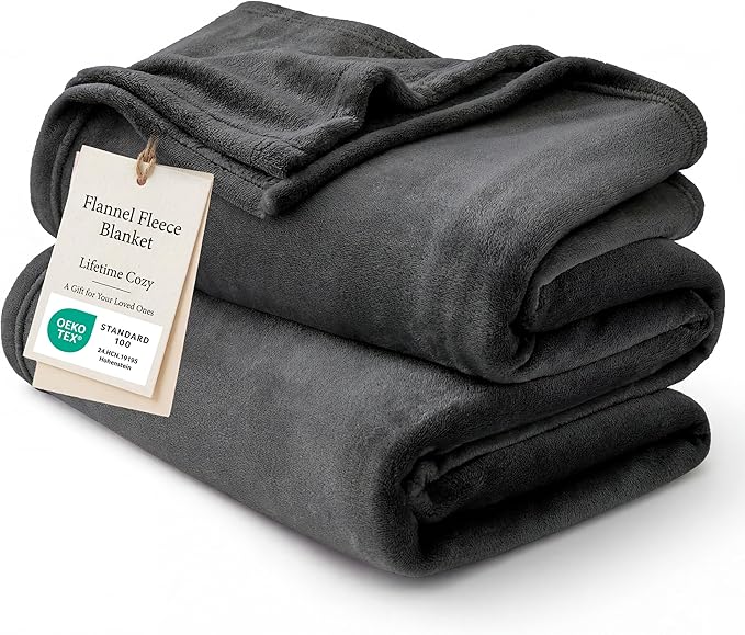 Bedsure GentleSoft Twin XL Fleece Blanket Dorm Bedding - Lightweight Soft Cozy Blankets for Bed, Sofa, Couch, Travel, Camping, Charcoal, 66"x90"