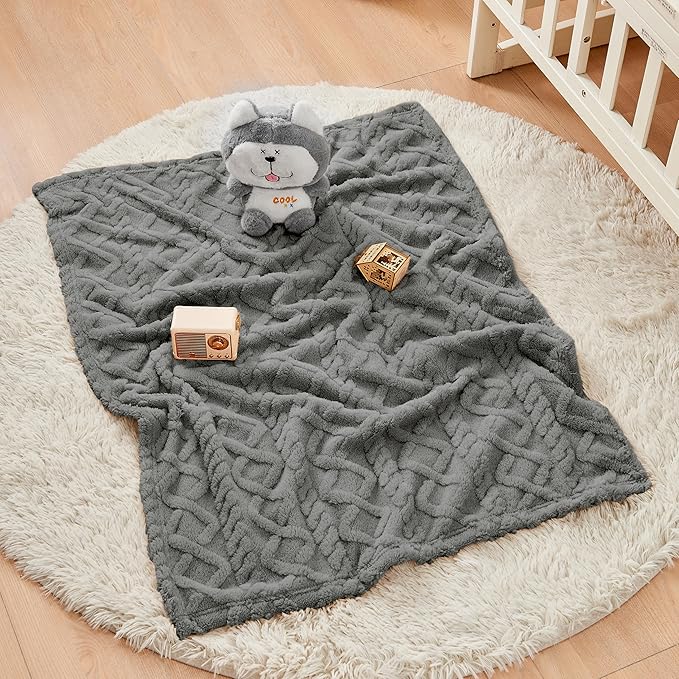 Sherpa Fleece Baby Blanket, Ultra Soft Fluffy Premium Baby Blankets for Boys Girls, Cozy Infant Toddler Newborn Receiving Blankets for Crib Stroller 30”×40” (Grey)