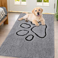 Smiry Dog Door Mat for Muddy Paws, Absorbent Dirt Trapper Non Slip Quick Dry Washable Chenille Mat for Mud Dogs, Entry Rug for Indoor and Outdoor (47x32 Inches, Grey and Black)