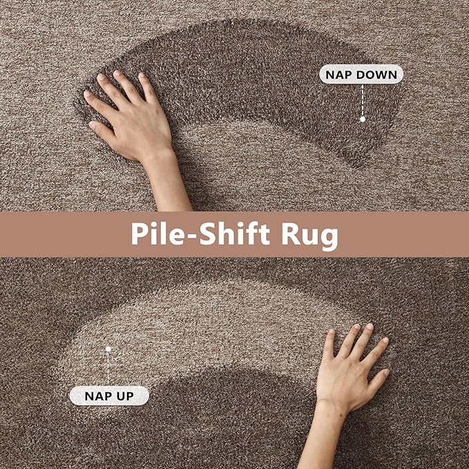 FinRèc 4x6 Washable Area Rugs for Bedroom Living Room, Low Pile Thin Rug Solid Color, Non-Slip Carpet Indoor for Home Decor (Brown)