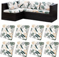 8Pcs Stretch Patio Cushion Covers,Outdoor Couch Covers Replacement,Outdoor Couch & Sofa Slipcovers,for Patio Furniture Cushion Covers,Washable Reusable Furniture Protector(coconut trees,Cover Only)