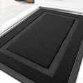 OLANLY Front Door Mat Indoor Outdoor Entrance, Waterproof All-Season, All-Weather Doormat, Sturdy Natural Rubber, Fade Resistant, Low Profile, Easy Clean Patio Porch Entryway Mat, 29.5x17, Jet Black
