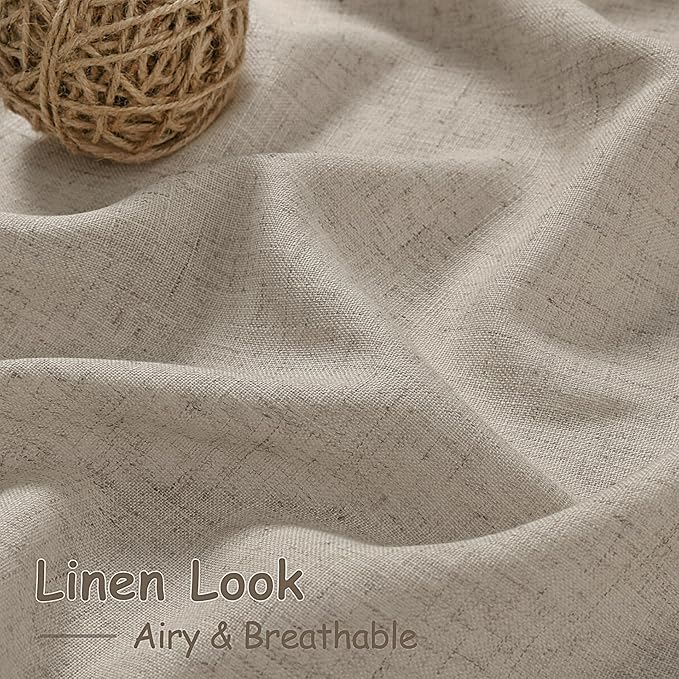 Nanspring Cobblestone Linen Curtains 84 Inches Long for Living Room Light Filtering Semi Sheer Curtain Back Tab and Rod Pocket Modern Farmhouse Decor Elegant Drapes for Bedroom 52x84, 2 Panels