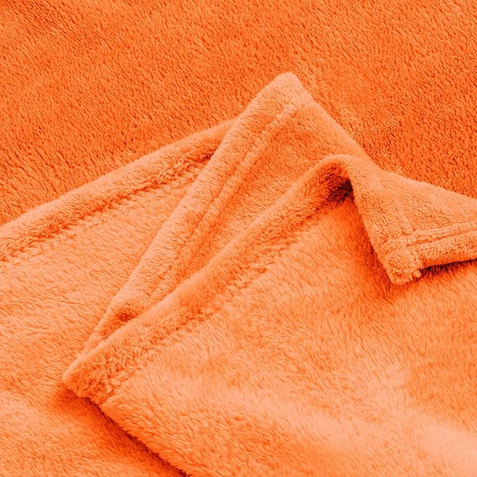 BEDELITE Fleece Blankets 108 inch x90 Size Orange Throw Blankets for Bed & Couch,Plush Cozy Fuzzy Blanket, Super Soft & Warm Lightweight Fall Blankets