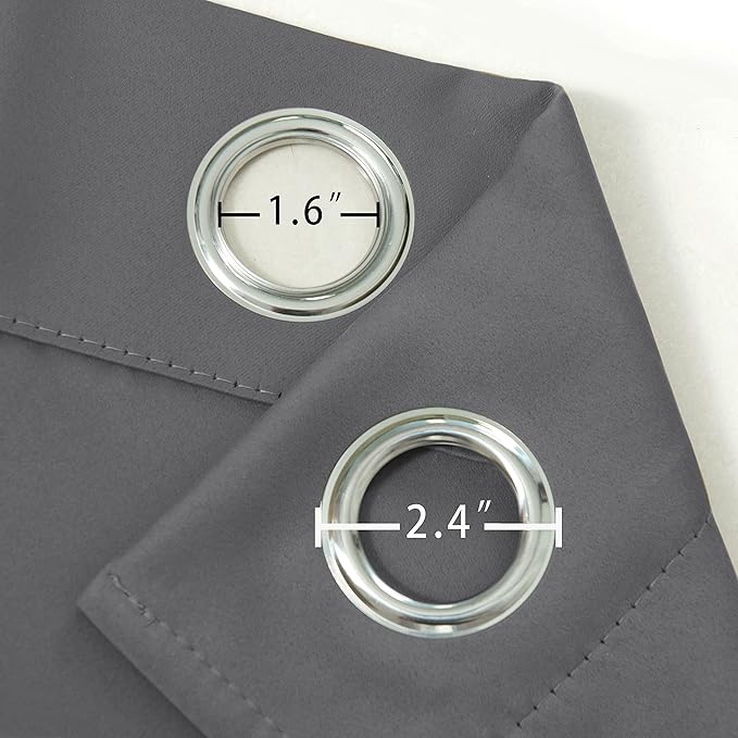 LEMOMO Grey Blackout Curtains/52 x 108 Inch/Set of 2 Panels Thermal Insulated Room Darkening Curtains for Bedroom