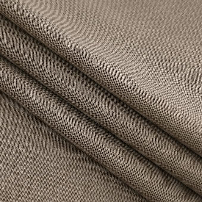 Nanspring Dark Taupe Linen Sheer Curtains 54 Inch Length 2 Panel Set Back Tab Rod Pocket Semi Sheer Light Filtering Short Curtain Soft Elegant Aesthetic Small Window Drapes for Bathroom 52x54