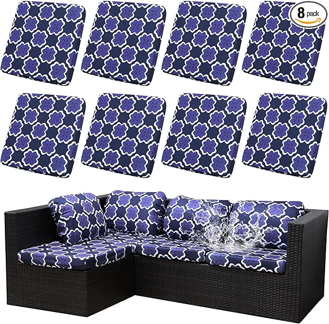 Outdoor Cushion Covers Set,8PCS Patio Furniture Couch Seat Slipcovers, Replacement for Sofa Sectional Chair(Cover，Only)