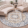 Lofus 6ft Area Rugs for Living Room, Washable Area Rug, Rugs for Bedroom, Kitchen, Vintage Boho Carpet, Soft Non-Slip, Low Pile Large Area Rug for Office Dining Room, Floral Brown