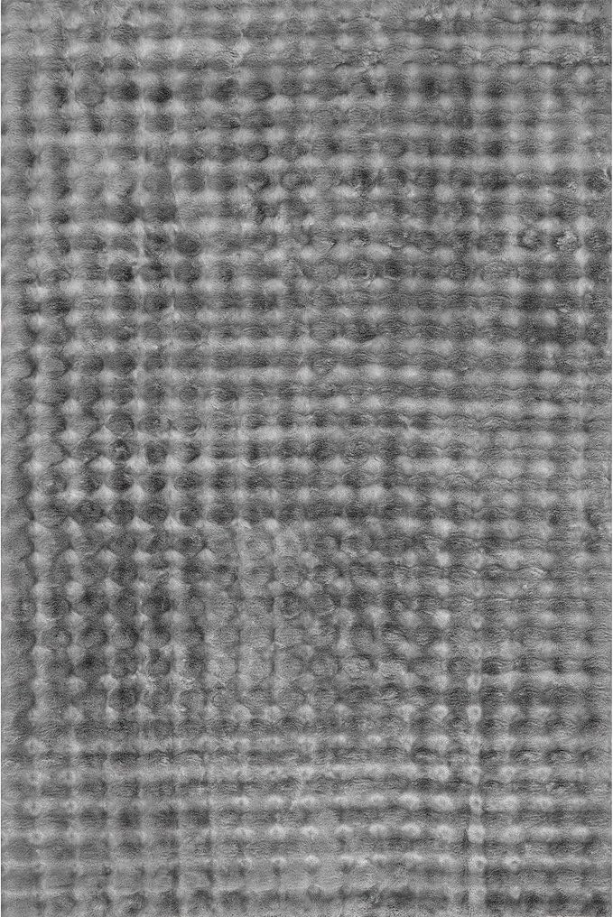 Nuloom Jeni Dark Grey, 6' Square, Solid Faux Rabbit, Fluffy and Cozy, High Traffic, Stain Resistant, Easy Clean, Durable Washable Area Rug for Bedroom, Living Room, Dining, Den, Foyer, Entryway