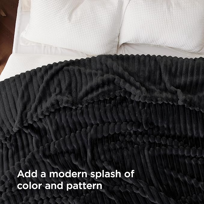 Bedsure GentleSoft King Size Blanket for Bed - Cozy Soft Blankets for Women, Cute Large Fleece Throws for Girls, Black, 108x90 Inches