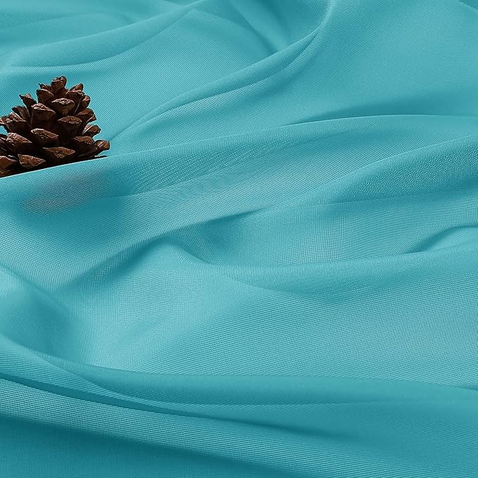 OWENIE Turquoise Sheer Curtains 120 Inches Long 2 Panels Set, Airy Lightweight Sheer Turquoise Curtain for Living Room Bedroom, Farmhouse Voile Filmy Rod Pocket Curtains Drapes, 2 Pcs, Each 59"Wx120"L