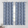 Beauoop 100% Blackout Curtains 45 Inches Long 2 Panels for Bedroom Living Room Blue Moroccan Geo Room Darkening Thermal Insulated Soundproof Grommet Top Window Treatments Drapes, 50x45 Set of 2