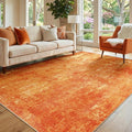 Washable Area Rugs 5'x7' Non-Slip Modern Abstract Soft for Living Room Entryway Bedroom Nursery, Print Pattern, Orange