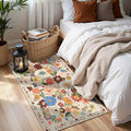 2x4 Entryway Runner Rugs, Non Slip Washable Rugs with Rubber Backing Soft Floral Carpet Runner for Kitchen, Laundry, Bedroom, Bathroom(2 x 4, Beige Garden)