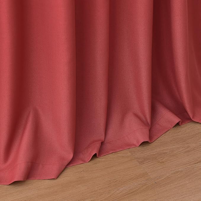 Christmas Red Linen 120 Inch Curtains for Living Room Light Filtering Semi Sheer Curtain Back Tab Vintage Rustic Neutral Luxury Home Decor Floor to Ceiling High Window for Bedroom 52x120,2 Panels