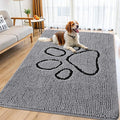 Smiry Dog Door Mat for Muddy Paws, Absorbent Dirt Trapper Non Slip Quick Dry Washable Chenille Mat for Mud Dogs, Entry Rug for Indoor and Outdoor (71x46 Inches, Grey and Black)