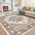 OPPODREAM Soft Area Rugs 9x12 Living Room, Washable Rugs 9x12 with Non Slip Backing, Faux Cashmere Low-Pile 9 x 12 Carpet, Khaki