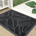 Colorxy Waterproof Doormat, Sturdy Natural Rubber Front Indoor Mat, Non Slip Low Profile Indoor Outdoor Door Mats, Stain and Fade Resistant Floor Mat, Easy Clean Patio Entrance Mat, 47''x24'', Black