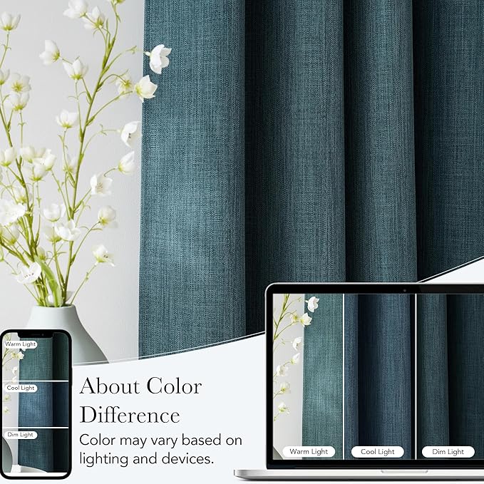 NICETOWN Short Greyish Blue Blackout Curtains 63 inches Long for Kitchen - Privacy Panels for Living Room Bedroom, Modern Farmhouse Style Easy Care Grommet Top, 2 Panels, W42 by L63