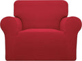 Easy-Going Stretch Chair Sofa Slipcover 1-Piece Couch Sofa Cover Furniture Protector Soft with Elastic Bottom for Kids, Pet. Spandex Jacquard Fabric Small Checks (Chair, Christmas Red)