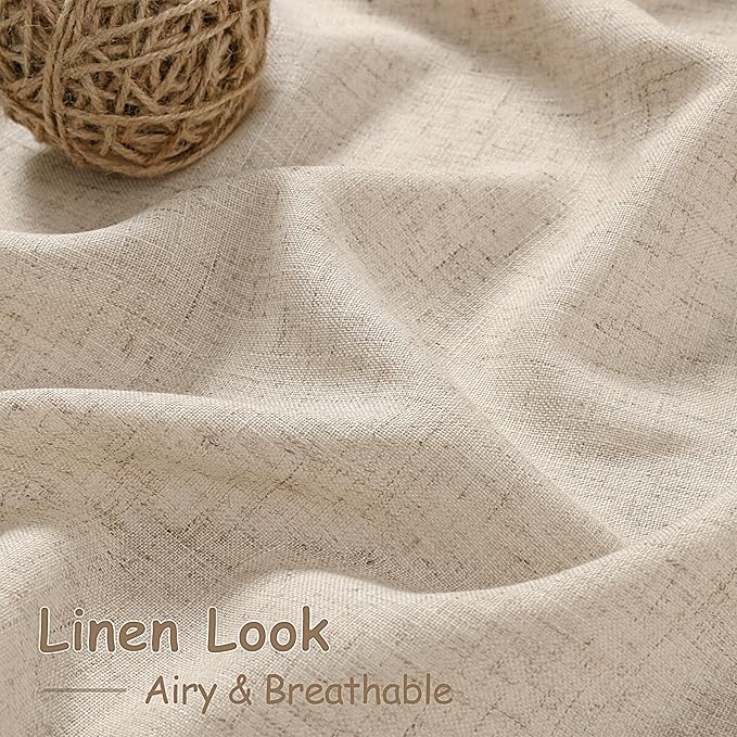 Grey Flax Linen Curtains for Living Room 120 Inches Long Light Filtering Mordern Boho Sheer Curtains Back Tab and Rod Pocket Extra Long Floor to Ceiling Curtain for Bedroom Office 52x120, 2 Panels