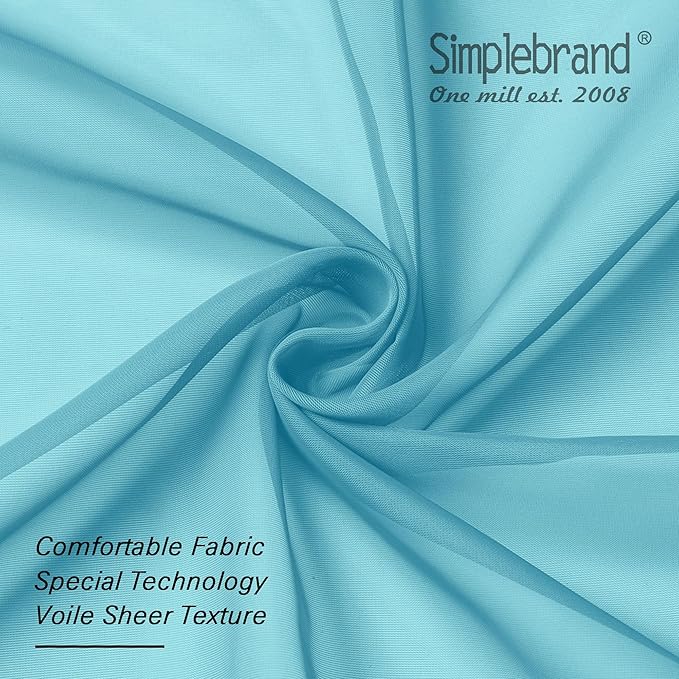 Simplebrand Turquoise Sheer Curtains 84 Inches Long 2 Panels, Light Filtering Rod Pocket Solid Color Window Sheer Curtain Panels, Elegant Curtains & Drapes for Bedroom (Turquoise, 42" W x 84" L)