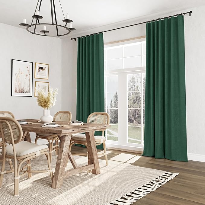 Guken 100% Blackout Curtains 120 Inch Length 2 Panels Set for Living Room Bedroom Back Tab Thermal Insulated Black Out Linen Drapes Room Darkening Window Curtains 52 Inches Width