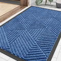 Smiry Front Door Mat Outside Entrance, Heavy Duty Sturdy Natural Rubber Doormat, Trap Dirt and Moisture, Easy Clean Low Profile Mats for Indoor Outdoor Entry, Irregular Triangle (29.5x17, Blue)