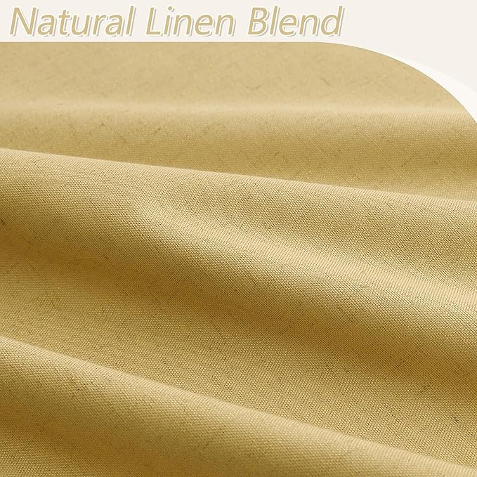 Guken 100% Blackout Curtains 96 Inch Length 2 Panels Set for Living Room Bedroom Back Tab Thermal Insulated Black Out Linen Drapes Room Darkening Window Curtains 96 Inches Long,Gold