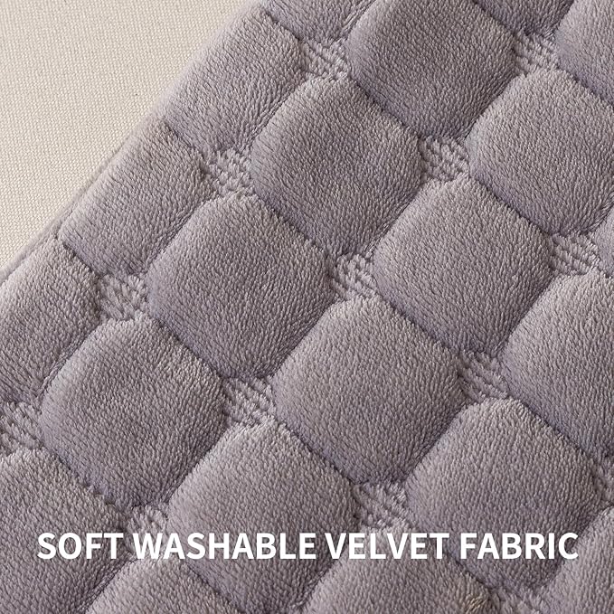 Velvet Throw Pillow Covers(Pack of Two, Light Grey) 12×20 Inch Decorative Pillows Cover Neutral Soft Chenille Couch Pillows with Zipper Aesthetic for Living Room and Bedroom