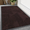 Smiry Front Door Mat Outside Entrance, Heavy Duty Sturdy Natural Rubber Doormat, Trap Dirt and Moisture, Easy Clean Low Profile Mats for Indoor Outdoor Entry, Irregular Triangle (47x32, Deep Brown)