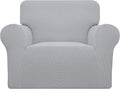 Easy-Going Stretch Chair Sofa Slipcover 1-Piece Couch Sofa Cover Furniture Protector Soft with Elastic Bottom for Kids, Pet. Spandex Jacquard Fabric Small Checks (Chair, Silver Gray)