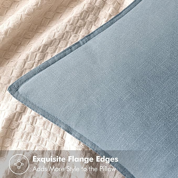 MIULEE Decorative Linen Euro Sham Pillow Covers 26x26 Blue Grey Boho FarmhouseNeutral Couch Throw Pillows for Bed Pack of 2 Accent Coastal Modern Pillowcase Summer Sofa Livingroom Home Decor